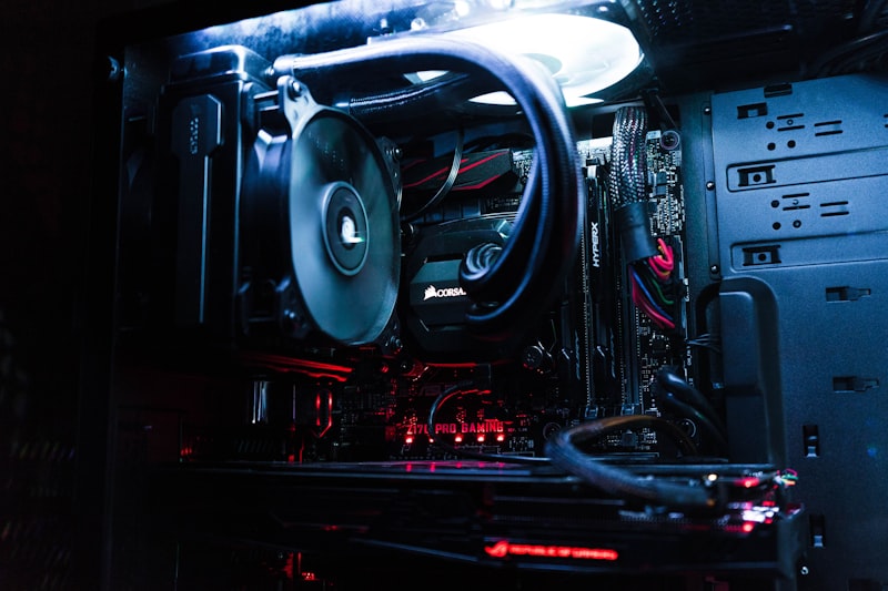 Prompt: Close up of a highly advanced glowing gold circuit board on a matte black background, intricate tech details, high end hardware, no humans